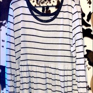 Black and white striped long sleeve shirt